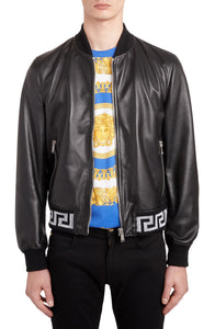 VERSACE Leather Bomber Jacket