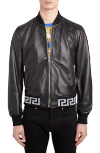 VERSACE Leather Bomber Jacket