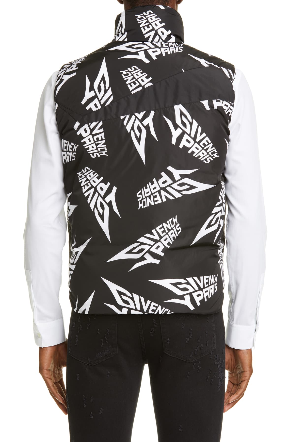 Givenchy reversible logo-print puffer jacket worn by Cane Tejada